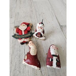 Santa Angel ornament set Xmas vintage Santa with metal angels